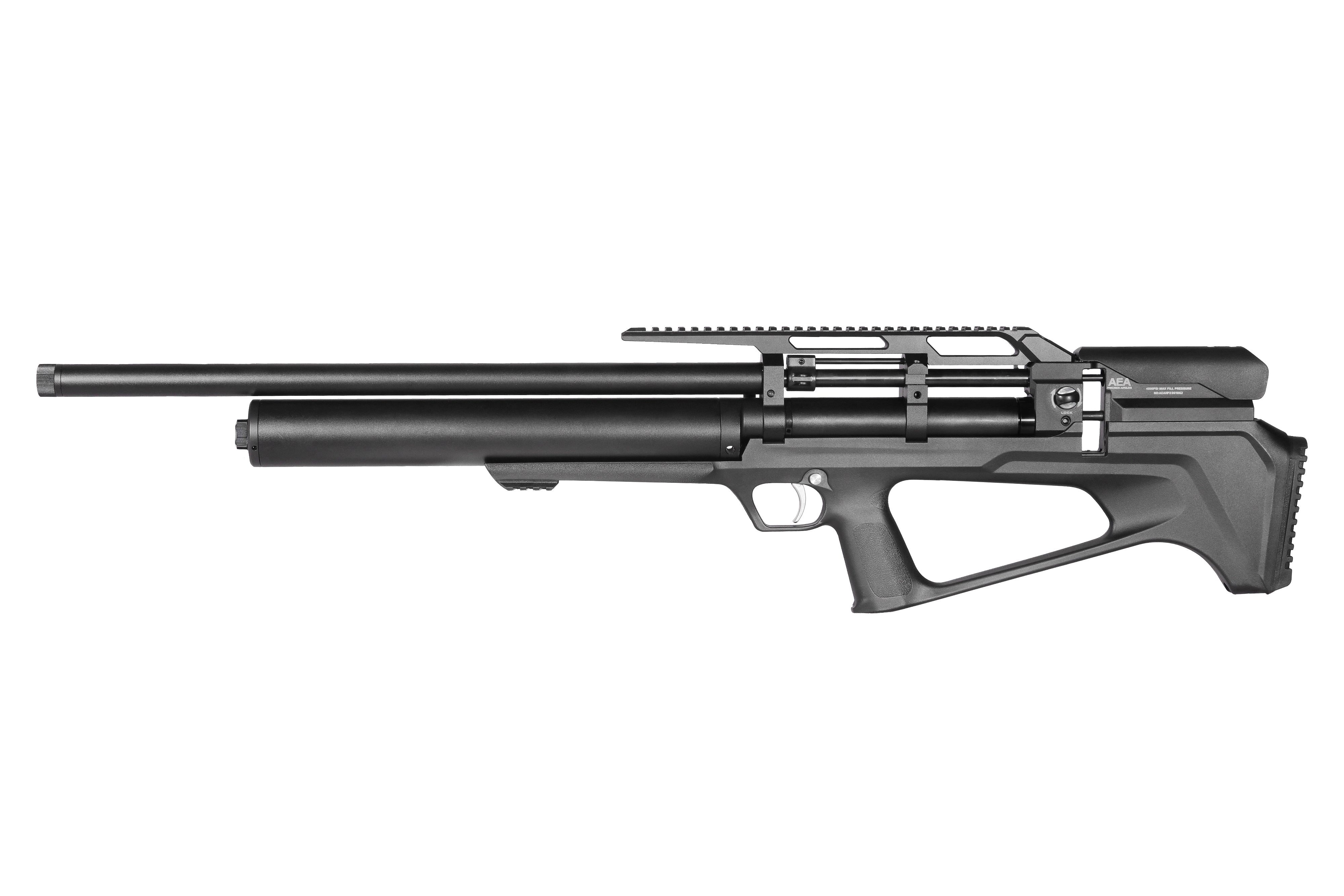 Northtac QILIN BP-X 28-inch bullpup PCP air rifle with a black tactical stock, large air cylinder, and top Picatinny rail. — view 2