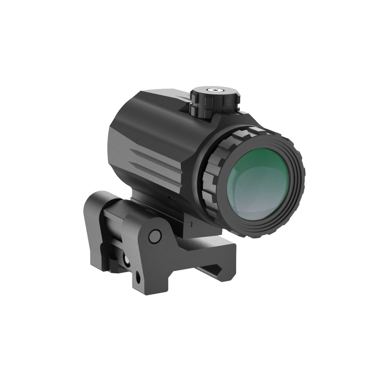 Northtac MM3 3X Magnifier with a matte black finish, shown with its flip-to-side Picatinny mount engaged. — view 3